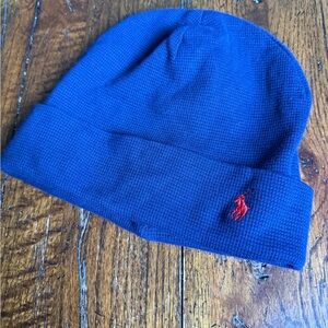 Ralph Lauren Royal Blue Knit Beanie with Red Pony